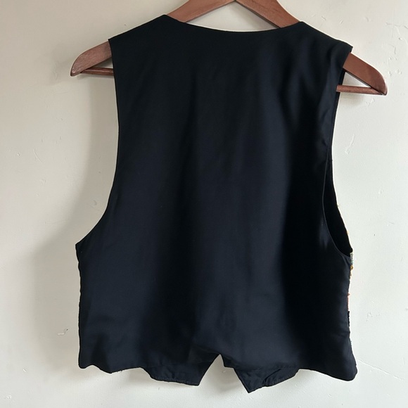 Vintage Y2K Hand Beaded Women’s Floral Vest Small Button Front Fairy Western - Picture 8 of 14